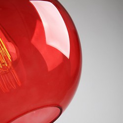 Modern Glass Pendant Light in Round Red Bubble Design