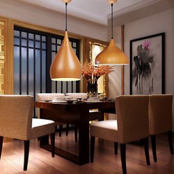 New Retro pendant lights Wood Grain Metal Dining Room, Living Room, Cafe , Kitchen , Kids Room pendant lamps