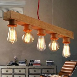 MAX 60W Modern/Contemporary / Traditional/Classic Mini Style Painting Wood/Bamboo Pendant LightsLiving Room / Bedroom / Dining Room /