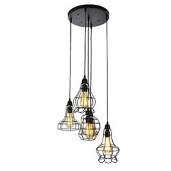 60W Country Mini Style Painting Metal Chandeliers Bedroom / Dining Room / Study Room/Office / Hallway