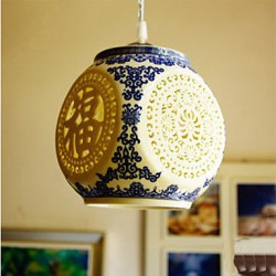 Retro Ceramic lamp lamp Entrance Stairs Blue Single Head Chandelier Creative I