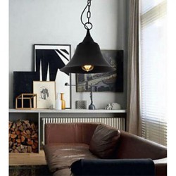 Medium Vintage Matte Black Bell Shape Metal Pendant Light