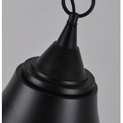 Medium Vintage Matte Black Bell Shape Metal Pendant Light