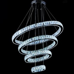 LED Crystal Pendant Light Ceiling Lamp Chandeliers Lighting Fixtures with 4 Rings CE FCC ROHS