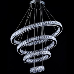 LED Crystal Pendant Light Ceiling Lamp Chandeliers Lighting Fixtures with 4 Rings CE FCC ROHS