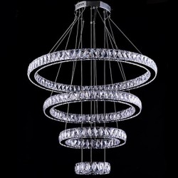 LED Crystal Pendant Light Ceiling Lamp Chandeliers Lighting Fixtures with 4 Rings CE FCC ROHS