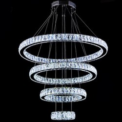 LED Crystal Pendant Light Ceiling Lamp Chandeliers Lighting Fixtures with 4 Rings CE FCC ROHS