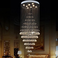 Modern LED Crystal Chandelier Lighting Pendant Lights Ceiling Lamp Fixtures with 8 Bulbs D60CM H180CM CE FCC UL