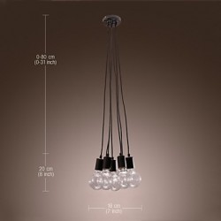 Modern Home 7 Head Edison Bulb Light Loft Glass Ball Living Room Pendant Light Dining Room Light