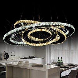 LED Crystal Pendant Lighting Ceiling Chandeliers Light Fixtures with Warm and Cool White 3 rings D305070cm CE UL FCC