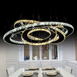 LED Crystal Pendant Lighting Ceiling Chandeliers Light Fixtures with Warm and Cool White 3 rings D305070cm CE UL FCC