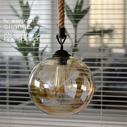 Loft American Rope Retro Lighting Bar Restaurant Lights Personality Living Room Clothing Store Glass Pendant Light 20cm