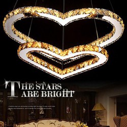 LED Pendant Lighting Chandelier Light Transparent OR Amber K9 Crystal Double Heart-shaped Ceiling Lamps Lights