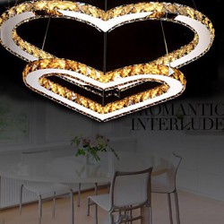 LED Pendant Lighting Chandelier Light Transparent OR Amber K9 Crystal Double Heart-shaped Ceiling Lamps Lights