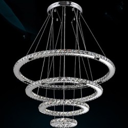 LED Crystal Pendant Light Ceiling Chandelier K9 Clear Crystal Round 4 Rings Large Ring(Warm White),Other(Cool White)