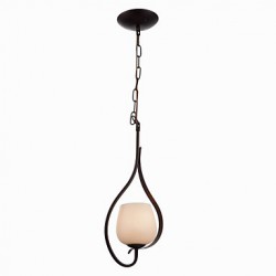 Iron Painting Pendant Light with Glass Shade Classic Lighting Lamp 1 Head