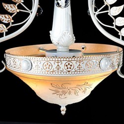 White Pendant Two-Lights Pattern-Glass-Shade Hand-Gilt European Retro Classic 220V