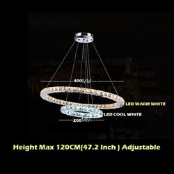 Hotel Pendant Light Crystal Chandeliers Lighting Ceiling Lamps Fixtures with LED Warm and LED Cool White D2040CM CE UL