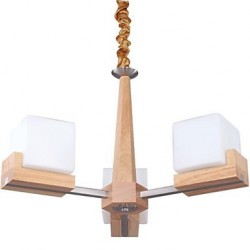 Oak Pendant Lamp, Three Lights, Oak and Glass, 220~240V (HY9023)