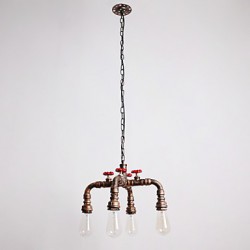 Water Pipe Retro 4Light Painting Pendant