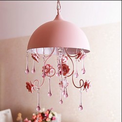 A Small Pink Rose Garden Restaurant Chandelier Lamp Iron Princess Room 3