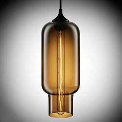 70W Modern Glass Pendant Light in Brown Bubble Design