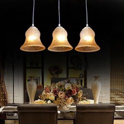 White Pendant Three-Lights Pattern-Glass-Shade Hand-Gilt European Retro Classic 220V