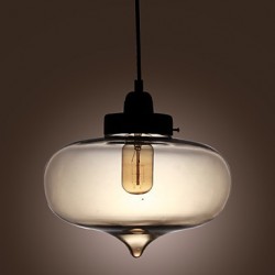 60W Transparent Glass Pendant Light in Brown Bubble Design