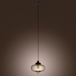 60W Transparent Glass Pendant Light in Brown Bubble Design