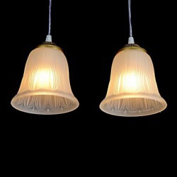 Bronze Pendant Four-Lights Pattern-Glass-Shade European Retro Classic 220V