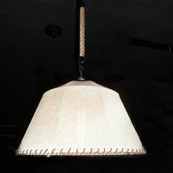 North American-Style Retro 1 Light Pendant In Fabric Shade