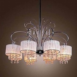 Continental Lron Chandelier Living Room White Brushed Cover Restaurant 8 Lights