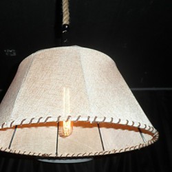 North American-Style Retro 1 Light Pendant In Fabric Shade