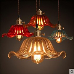 The copper cap Retro Old Shanghai flower glass chandelier