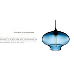 1- Light Modern Glass White and Blue Transparent Pendant Light