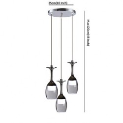 Pendant Lights LED 3 Lights Round Backplate Modern/Contemporary Living Room / Bedroom/Office Metal