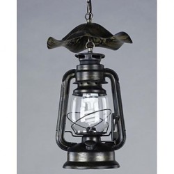 Vintage Brass Lantern Pendant Light with 1 Light