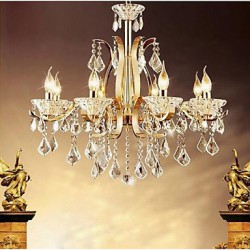 High-Grade Gold Wrought Iron Crystal Chandelier 8 Lights