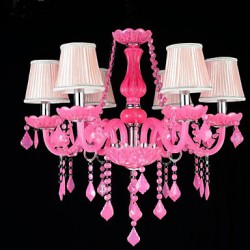 Coffee Room lamp Project Light Candle Crystal Hanging Lamp Pink A