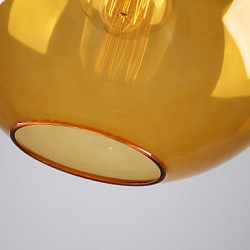 Modern Glass Pendant Light in Round amber Bubble Design