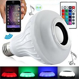 6W E26/E27 LED Bluetooth music light 700LM Cool White + RGB(16 colour) AC 85-265 V 1 pcs