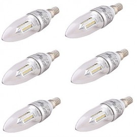 6PCS E14 3W 250lm 3000K 32 x SMD3014 Warm White LED Candle Lamp - (AC 85~265V)