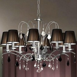 Cloth Lamp Shade Crystal Chandelier 8 Lights