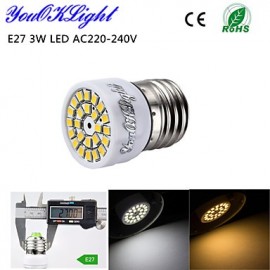 1PCS E27 3W 24-SMD 2835 LED Spotlight 3000K Warm White Light / 6000K White Light 220lm (AC 220~240V)