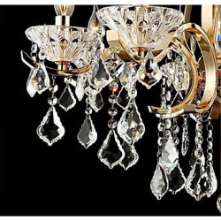 High-Grade Gold Wrought Iron Crystal Chandelier 6 Lights