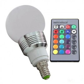 E14 3W RGB Led Bulb Light with Remote Controller (AC 100-220V) 400LM