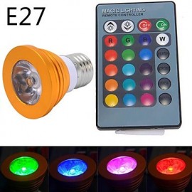 5W E14 / GU10 / E26/E27 LED Spotlight MR16 1 High Power LED 300 lm RGB Dimmable / Remote-Controlled AC 85-265 V 1 pcs