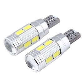 T10 3W 300lm 6000k 10-SMD 5730 LED White Astigmatism Convex Mirror Width Lamp (12V / 2 PCS)