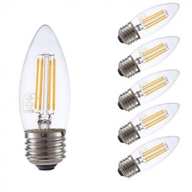 3.5W E26 LED Filament Bulbs B10 4 COB 350 lm Warm White Dimmable 120V 6 pcs