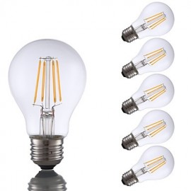 6W E26 LED Filament Bulbs A19 4 COB 700 lm Warm White Dimmable 120V 6 pcs